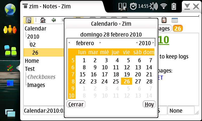 Calendar dialog