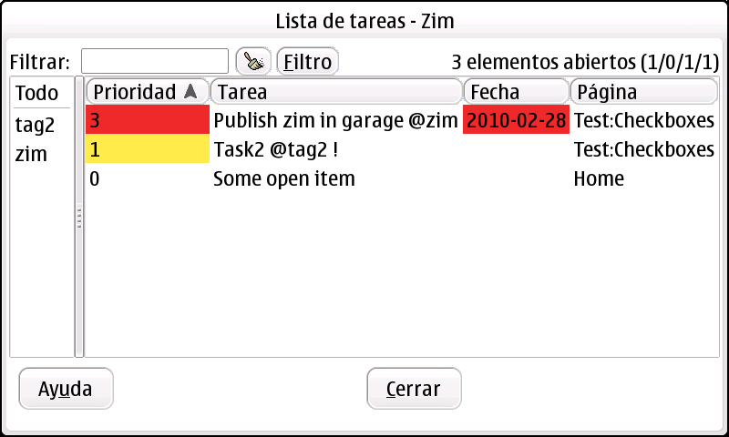 Tasklist dialog